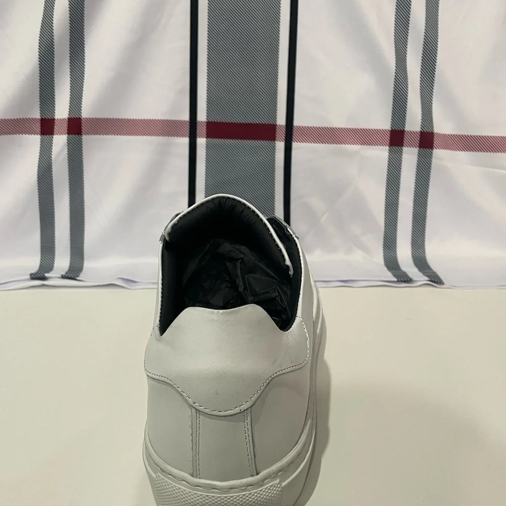 Duca shoes casual sneakers white leather calf woven lace up